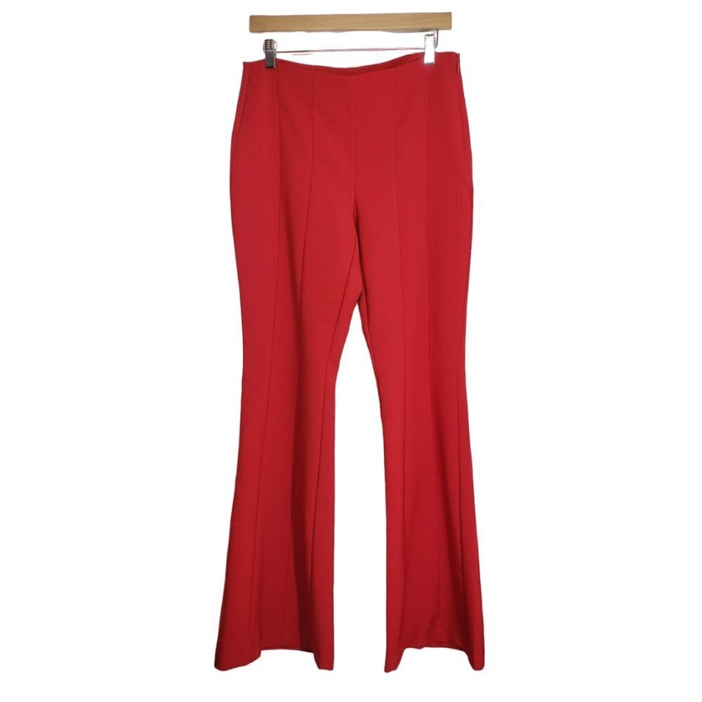 INC International Concepts Bell Bottom Flare Pants 6 Red Vertical Seams Bold